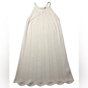 JOIE Ivory Chevron Pattern High Neck Knit Dress